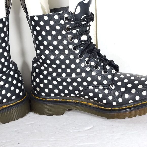 Dr Martens Women’s US5 Pascal Polka Dot Black White Soft Leather Ankle Boots - Picture 7 of 12